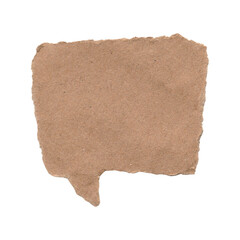 Isolated Torn Kraft Paper Speech Bubble PNG | Rustic Brown Cardboard Dialog Box for Eco-Friendly and Vintage Communication.

