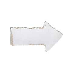 Ripped White Paper Arrow with Rough Edges on Transparent Background – Handmade Directional Pointer for Infographics and Design.
