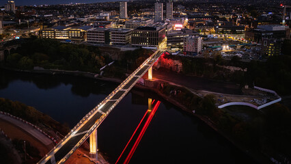 Naklejka premium City of Sunderland viewed from Keel Crossing at night