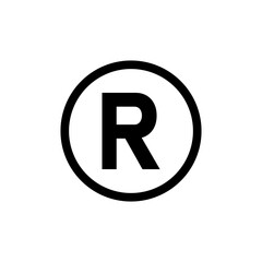 Registered trademark sign. R letter register icon vector flat design. Registered trademark symbol vector.
