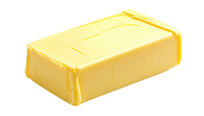 Rectangular block of light yellow butter, slightly softened