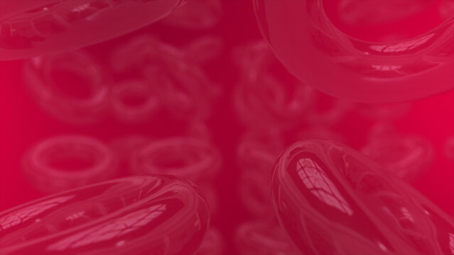 Magenta red color 3d glossy torus slowly moving in space, futuristic 3d abstract geometrical background - Powered by Adobe