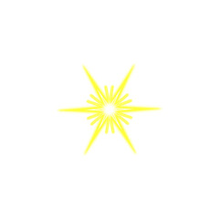 Bright yellow lens flare sparkle light effect on transparent background