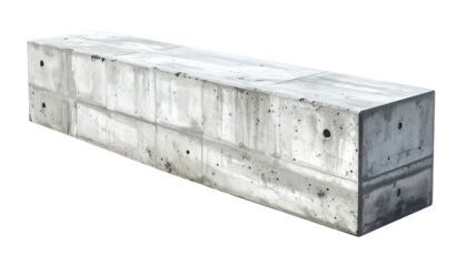 Grey concrete block, rectangular, two-tiered construction