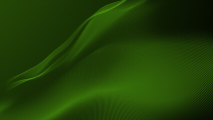 Lime green color hi-tech particles slowly moving in cyberspace forming futuristic wave pattern abstract technology background