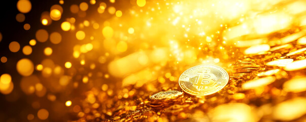 Abstract gold particles flowing into the shape of a coin, symbolizing purity and growth in gold investments