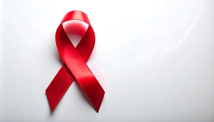 Lazo rojo sobre fondo blanco símbolo de prevención y apoyo en la lucha contra el VIH y el SIDA
