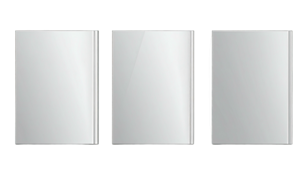 Three plain white vertical rectangles in a row