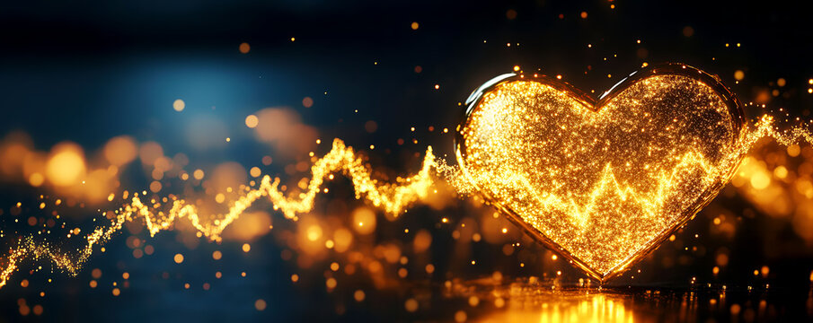 Abstract image of a heartbeat monitor forming a gold bar, symbolizing the lifesustaining purity of gold in the investment world