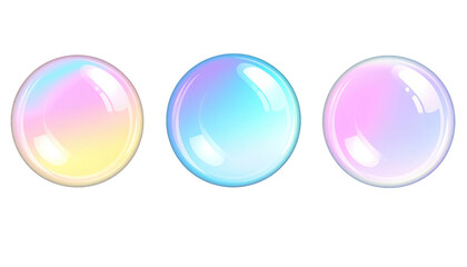 Three iridescent orbs with colorful gradients against black