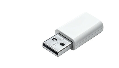 Angled white USB drive on black