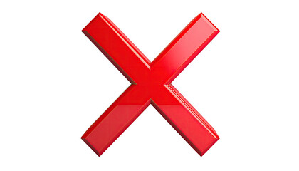Shiny red 'X' symbol centered on a stark black background