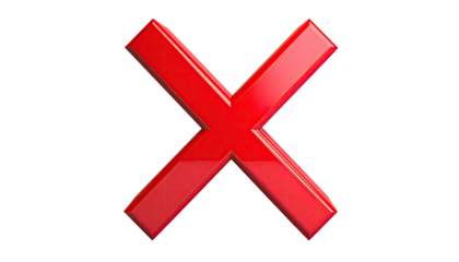 Shiny red 'X' symbol centered on a stark black background