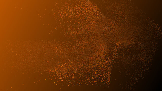 Orange color dust particles fluid abstract wavy background