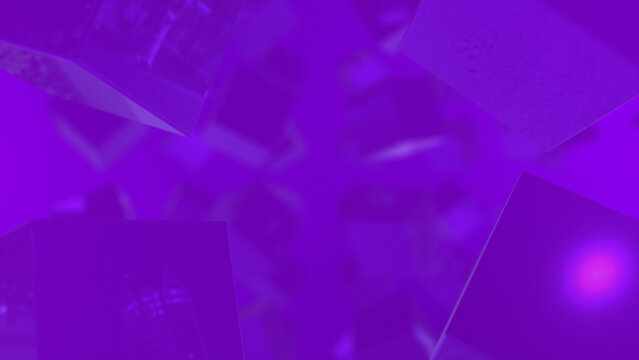 Purple color slowly rotating 3d shiny cubes abstract 3d background