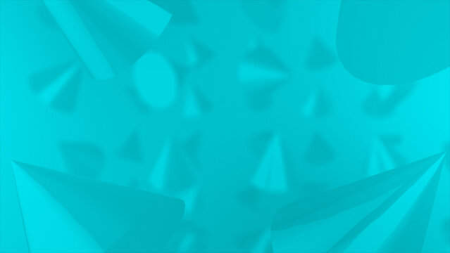 Cyan color 3d shiny cone shapes slowly rotating 3d geometrical abstract background