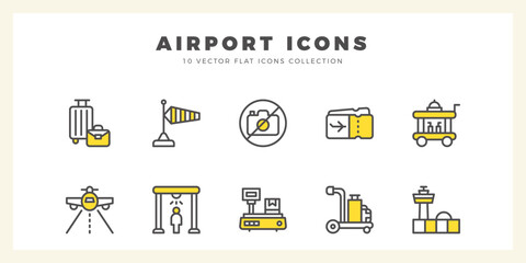 10 Airport Two Color icons pack. vector illustration.
