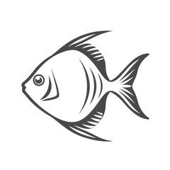 Outline Graphics of Fish on White Background Isolated
