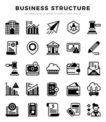 Collection of Business Structure 25 Lineal Filled Icons Pack.