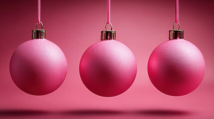 Minimalist composition of three pink spheres and a falling element on soft pastel background. Balanced layout with serene, elegant aesthetic for branding, web background, and fashion design.