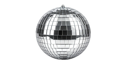 Mirrored disco ball, reflecting light, isolated on black backdrop