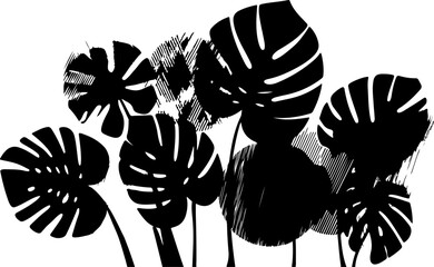 chic black floral silhouettes seamless pattern on soft beige background for elegant botanical design