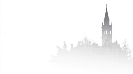 Obraz premium Misty Silhouette of Historic Building