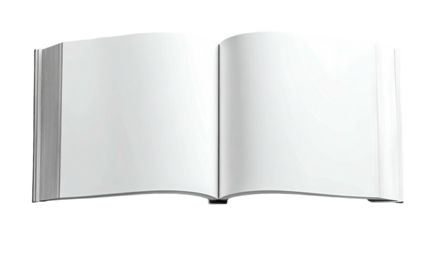 Open book, blank pages, white, horizontal, vector graphic