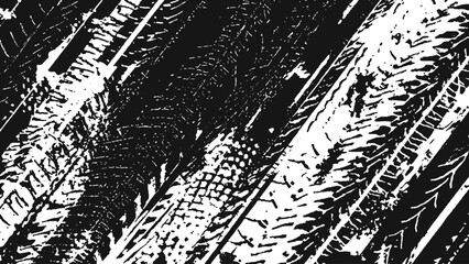 car wheel tread mark texture with distressed off road tire tracks for adventure and transportation design