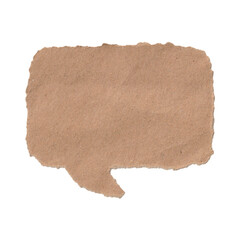 Isolated Torn Kraft Paper Speech Bubble PNG | Rustic Brown Cardboard Dialog Box for Eco-Friendly and Vintage Communication.
