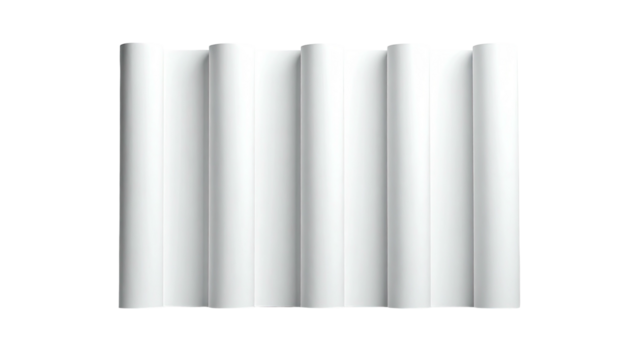 Parallel white rounded panels casting soft shadows on black