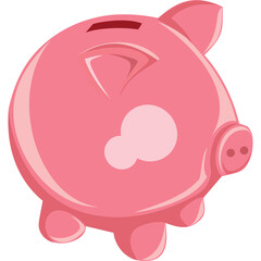 Pink Piggy Bank With Slot On Top And Small Feet Isolated On White Background With Subtle Shading And Highlights Showing A Glossy Surface