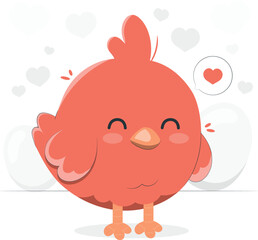 Adorable cartoon chick with closed eyes and a love bubble bird cute