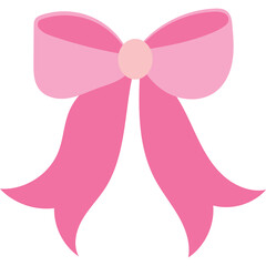 Pink Satin Bow with Light Pink Center Accent and Transparent Background Ideal for Decoration and Design Projects