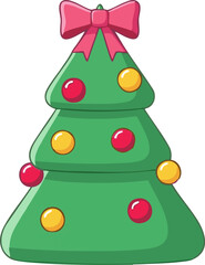 Festive Holiday Christmas Tree Cartoon Vector Illustration
