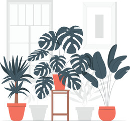Assortment of Potted Houseplants by a Window potted plants indoor plants