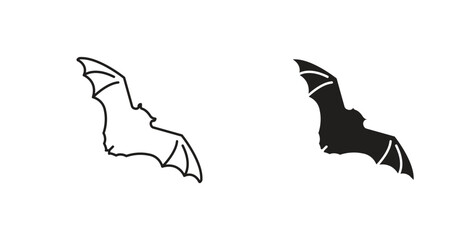Bat icon with glyph and line. black vector icons for Web UI