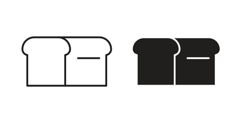Bread loaf icon with glyph and line. black vector icons for Web UI