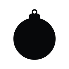 Simple black silhouette christmas bauble ornament festive decoration holiday icon graphic isolated on white background