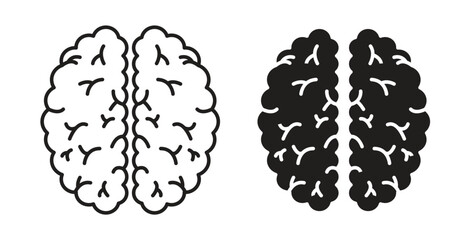 Brain icon with glyph and line. black vector icons for Web UI