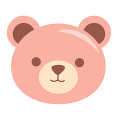 Adorable pink bear face with brown ears, perfect for nursery, toy, or child-friendly design and branding.