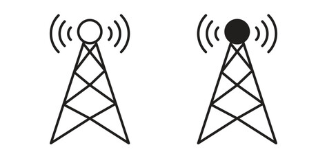 Broadcast tower icon with glyph and line. black vector icons for Web UI