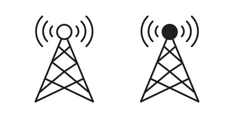 Broadcast tower icon with glyph and line. black vector icons for Web UI