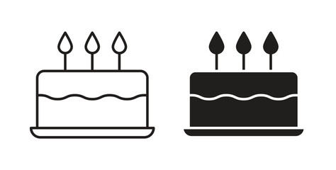 Cake icon with glyph and line. black vector icons for Web UI