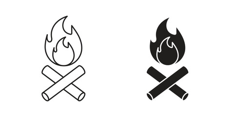 Campfire icon with glyph and line. black vector icons for Web UI