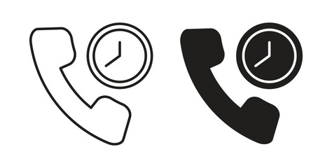 Call duration icon with glyph and line. black vector icons for Web UI