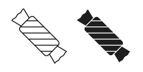 Candy-sweet icon with glyph and line. black vector icons for Web UI