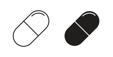 Capsules icon with glyph and line. black vector icons for Web UI