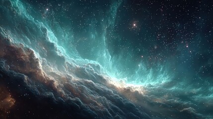Fototapeta premium Celestial Clouds: Nebula and Starfield in Dramatic Space Art