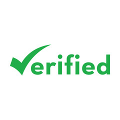 Green verified check mark logo with the word &ldquo;Verified&rdquo; in bold text on a white background. Concept of approval, confirmation, authentication, certification, and validation in modern design.